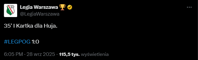 Legia NIE ODMIENIŁA nazwiska piłkarza Pogoni i dodała taki post nt. żółtej kartki xD